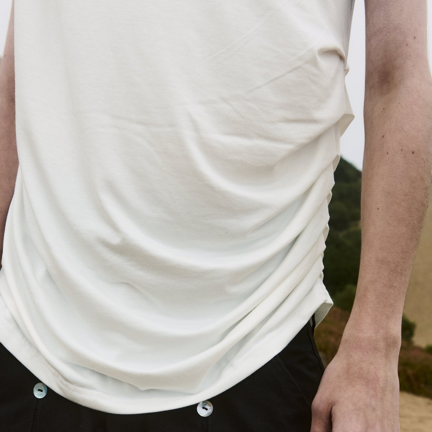 Draped Tank Top Off White