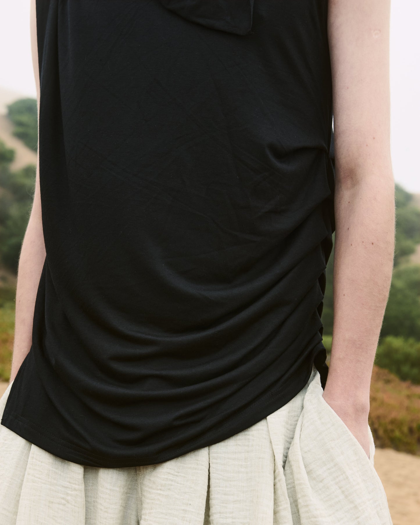 Draped Tank Top Black