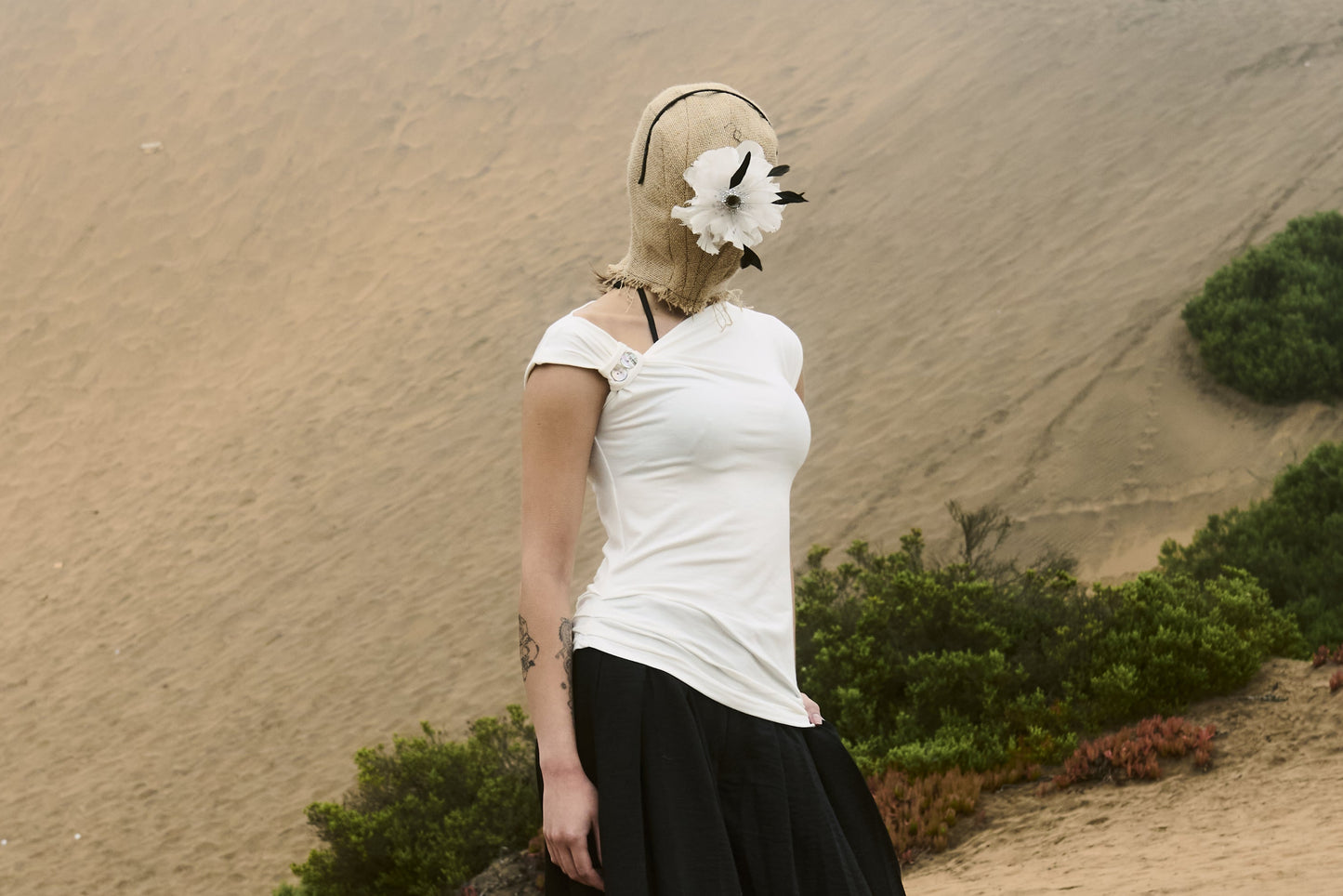 Button Draped Tee Off White
