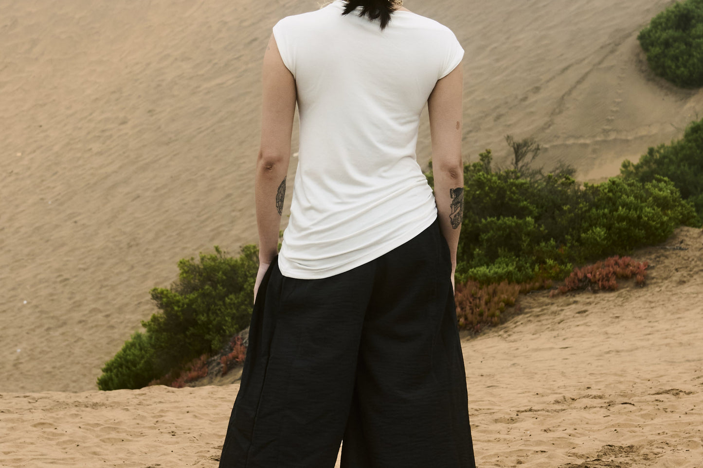 Button Draped Tee Off White