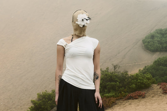 Button Draped Tee Off White